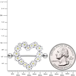 Gaby 14 Gauge 13/16 Daisy Flower Heart Valentines Nipple Shield Set -Body Jewelry Store 71946.otherimage2