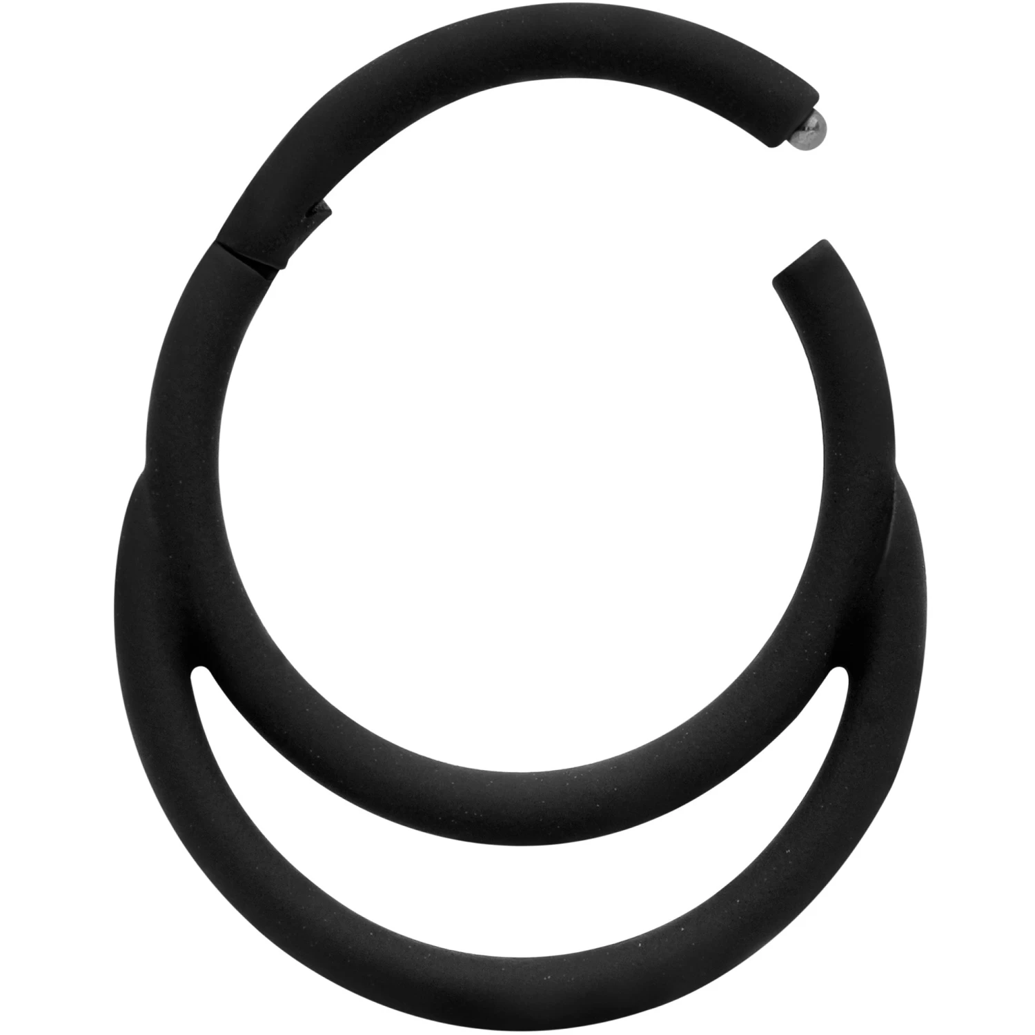 18 Gauge 3/8 Black Matte Double Circle Cartilage Hinged Segment Ring 2 18 Gauge 3/8 Black Matte Double Circle Cartilage Hinged Segment Ring - Image 2