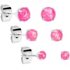 20 Gauge Pink Faux Opal 3mm To 5mm Post Stud Earrings Set Of 3