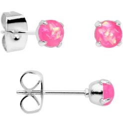 20 Gauge Pink Faux Opal 3mm To 5mm Post Stud Earrings Set Of 3 -Body Jewelry Store 72046.otherimage2