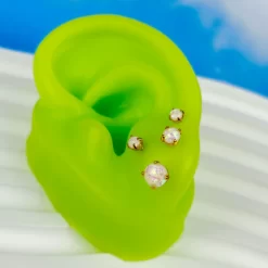 20 Gauge White Faux Opal Gold Tone 3mm To 5mm Stud Earrings Set Of 3 -Body Jewelry Store 72047 scaled