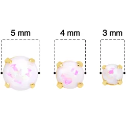20 Gauge White Faux Opal Gold Tone 3mm To 5mm Stud Earrings Set Of 3 -Body Jewelry Store 72047.otherimage4