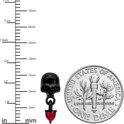 18 Gauge 1/4 Red CZ Gem Heart Black Skull Halloween L Shape Nose Ring -Body Jewelry Store 72062.otherimage3