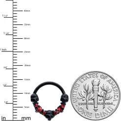 16 Gauge 3/8 Red Clear CZ Gem Black Skull Halloween Hinged Segment Ring -Body Jewelry Store 72077.otherimage2