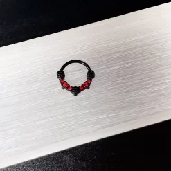 16 Gauge 3/8 Red Clear CZ Gem Black Skull Halloween Hinged Segment Ring -Body Jewelry Store 72077.otherimage4