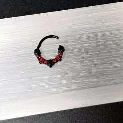 16 Gauge 3/8 Red Clear CZ Gem Black Skull Halloween Hinged Segment Ring -Body Jewelry Store 72077.otherimage7