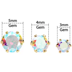 20 Gauge Aurora CZ Gem Gold Tone 3mm To 5mm Post Stud Earring Set Of 3 12 20 Gauge Aurora CZ Gem Gold Tone 3mm To 5mm Post Stud Earring Set Of 3 -Body Jewelry Store 72114.otherimage4