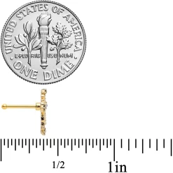 20 Gauge 1/4 Aurora CZ Gem Gold Tone Subtle Cross Nose Bone -Body Jewelry Store 72195.otherimage3