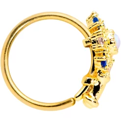 20 Gauge 5/16 White Synthetic Opal Gold Tone Key Nose Hoop -Body Jewelry Store 72222.otherimage2