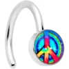 18 Gauge 5/16 Rainbow Tie Dye Peace Sign Nose Hoop
