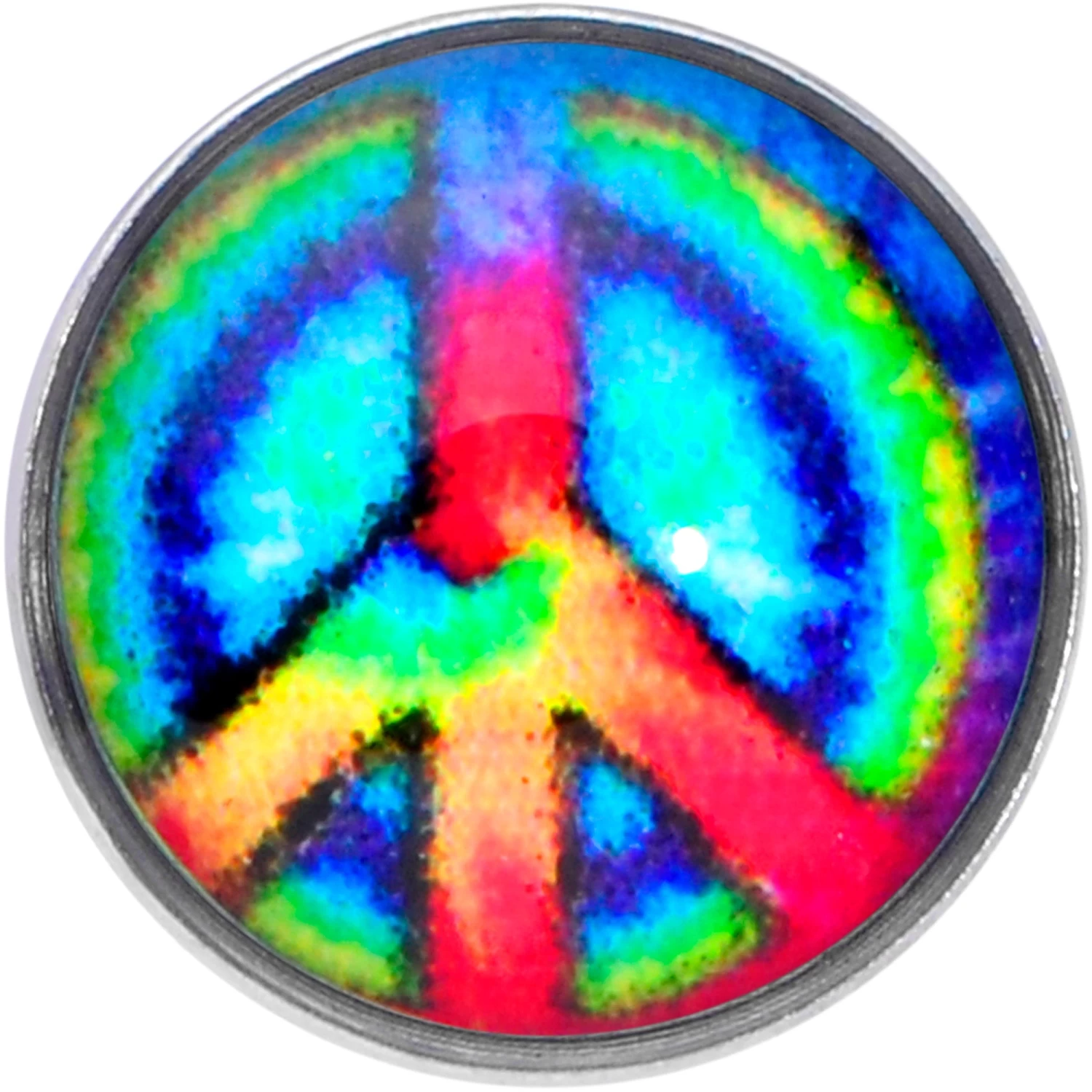 18 Gauge 5/16 Rainbow Tie Dye Peace Sign Nose Hoop 2 18 Gauge 5/16 Rainbow Tie Dye Peace Sign Nose Hoop - Image 2