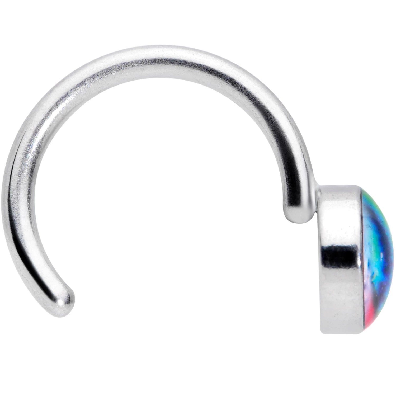 18 Gauge 5/16 Rainbow Tie Dye Peace Sign Nose Hoop 3 18 Gauge 5/16 Rainbow Tie Dye Peace Sign Nose Hoop - Image 3