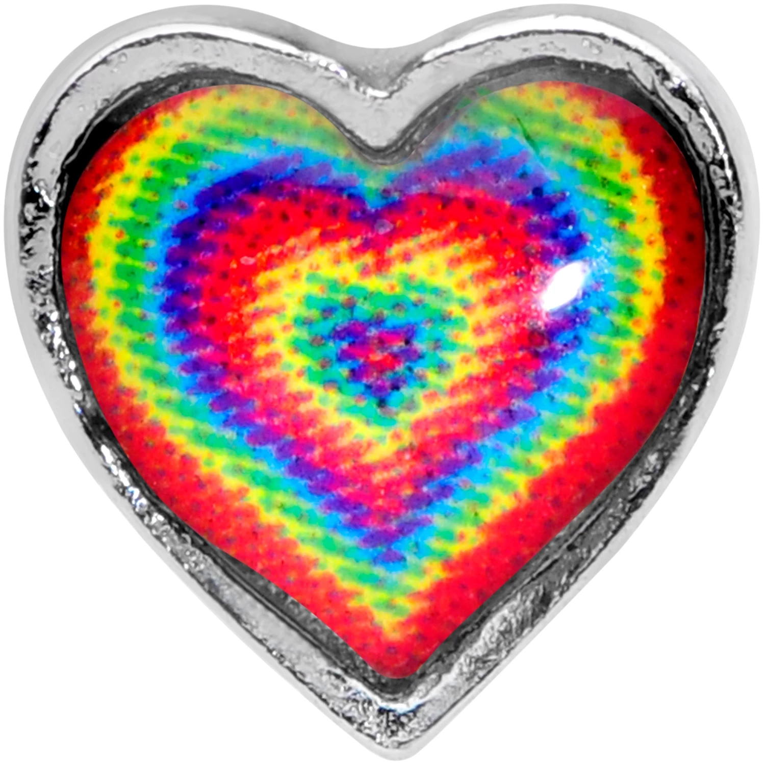 18 Gauge 5/16 Rainbow Tie Dye Heart Valentines Day Nose Hoop 2 18 Gauge 5/16 Rainbow Tie Dye Heart Valentines Day Nose Hoop - Image 2