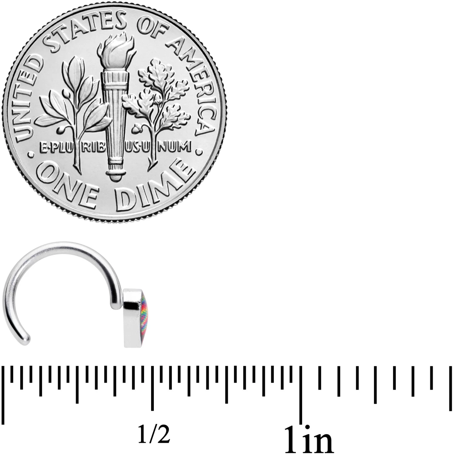 18 Gauge 5/16 Rainbow Tie Dye Heart Valentines Day Nose Hoop 4 18 Gauge 5/16 Rainbow Tie Dye Heart Valentines Day Nose Hoop - Image 4