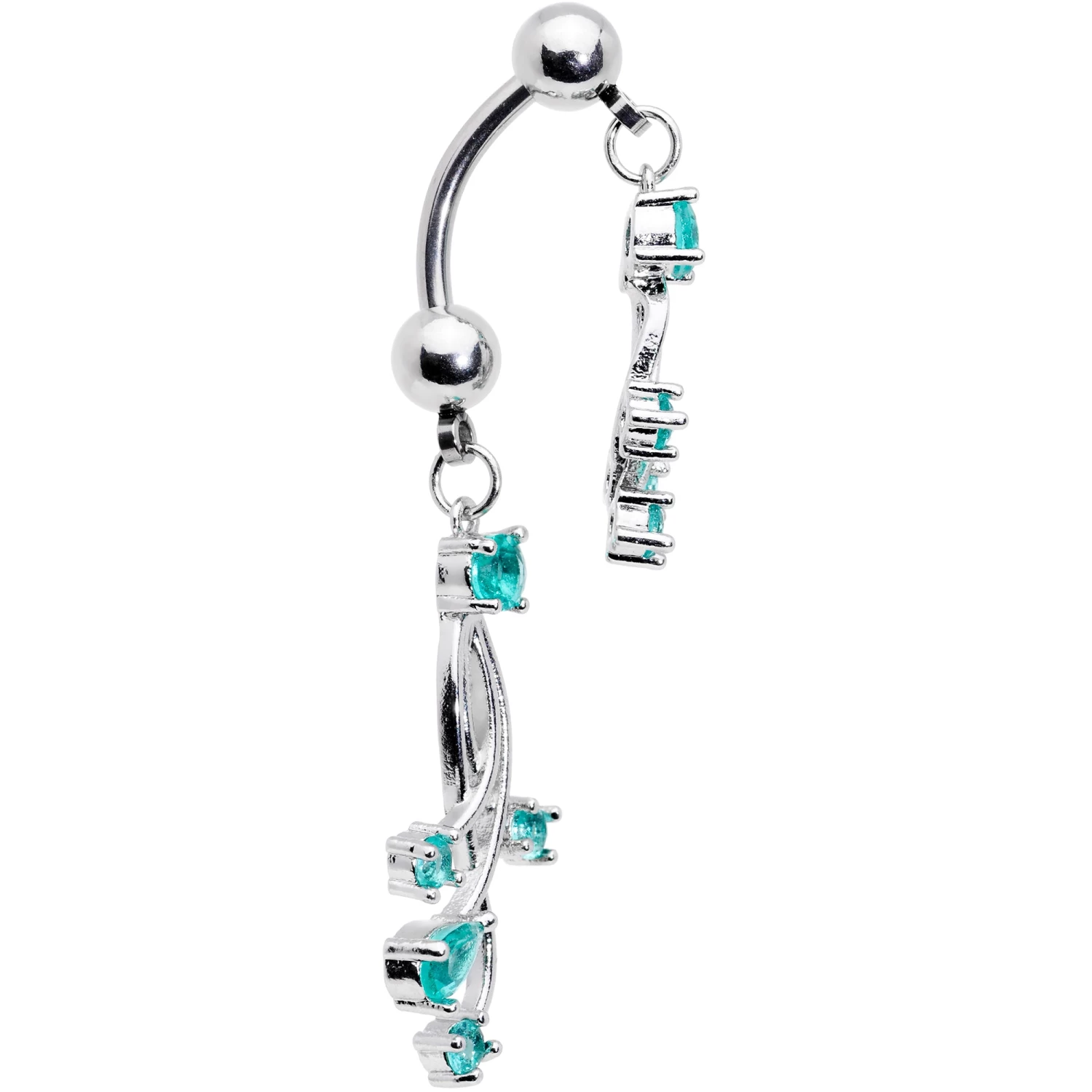 Blue Gem Spray Double Mount Belly Ring 2 Blue Gem Spray Double Mount Belly Ring - Image 2