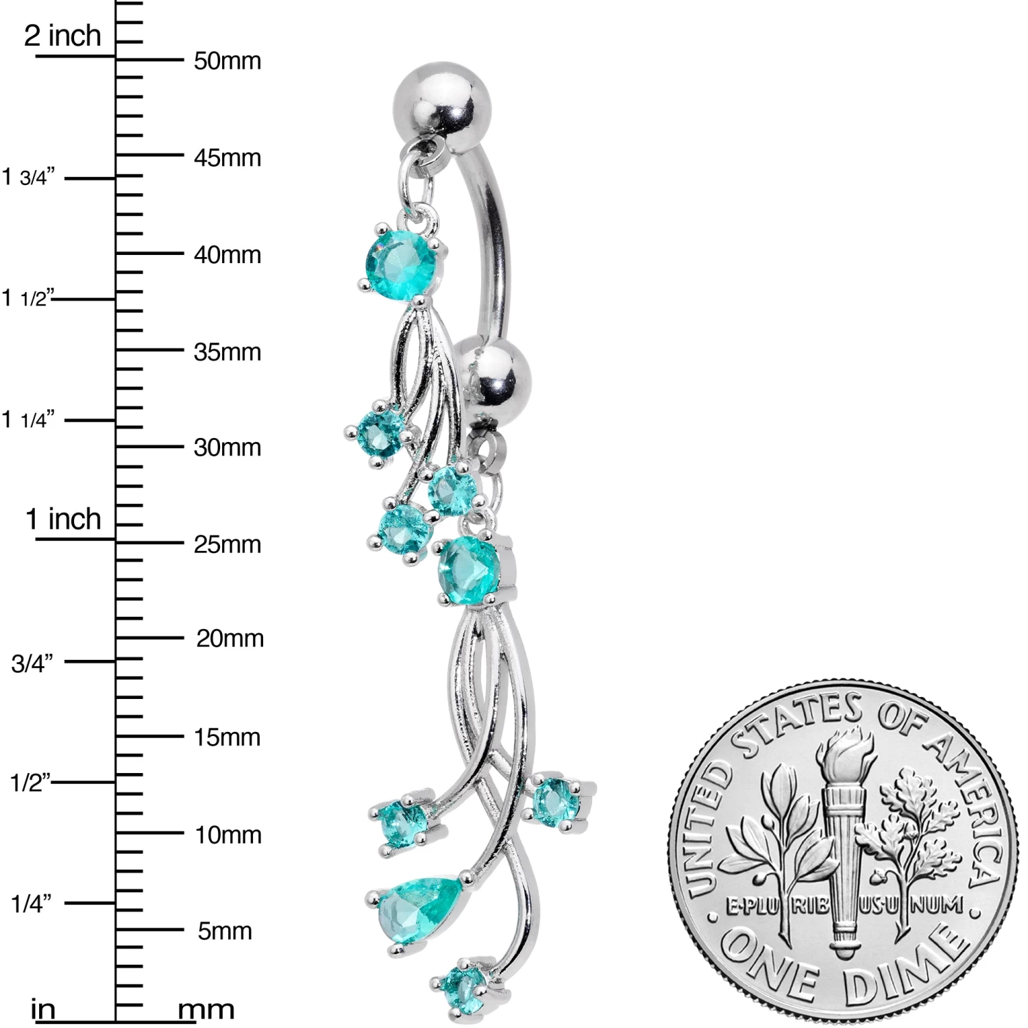 Blue Gem Spray Double Mount Belly Ring 3 Blue Gem Spray Double Mount Belly Ring - Image 3