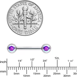 14 Gauge 1/2 Aurora CZ Gem G23 Titanium Threadless Nipple Ring Set -Body Jewelry Store 72635.otherimage3