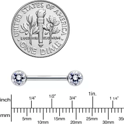14 Gauge 1/2 Clear CZ Gem G23 Titanium Threadless Nipple Ring Set -Body Jewelry Store 72636.otherimage3