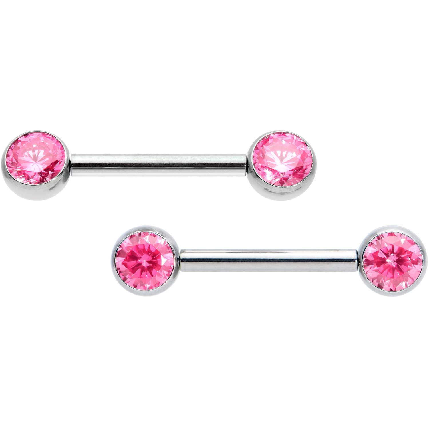 14 Gauge 1/2 Pink CZ Gem G23 Titanium Threadless Nipple Ring Set 1 14 Gauge 1/2 Pink CZ Gem G23 Titanium Threadless Nipple Ring Set