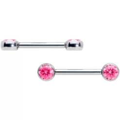 14 Gauge 1/2 Pink CZ Gem G23 Titanium Threadless Nipple Ring Set 6 14 Gauge 1/2 Pink CZ Gem G23 Titanium Threadless Nipple Ring Set -Body Jewelry Store 72637.otherimage2