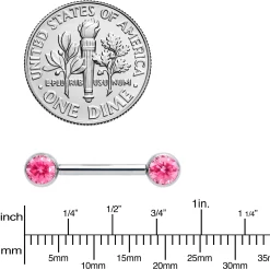 14 Gauge 1/2 Pink CZ Gem G23 Titanium Threadless Nipple Ring Set 7 14 Gauge 1/2 Pink CZ Gem G23 Titanium Threadless Nipple Ring Set -Body Jewelry Store 72637.otherimage3