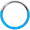 16 Gauge 3/8 Blue Synthetic Opal Implant Grade Titanium Segment Ring