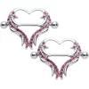 Gaby 14 Gauge 3/4 Pink Gem Rock And Roll Heart Nipple Shield Set