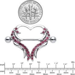 Gaby 14 Gauge 3/4 Pink Gem Rock And Roll Heart Nipple Shield Set -Body Jewelry Store 72825 PK.otherimage2