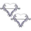 Gaby 14 Gauge 3/4 Purple Gem Rock And Roll Heart Nipple Shield Set