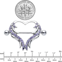 Gaby 14 Gauge 3/4 Purple Gem Rock And Roll Heart Nipple Shield Set -Body Jewelry Store 72825 PP.otherimage2