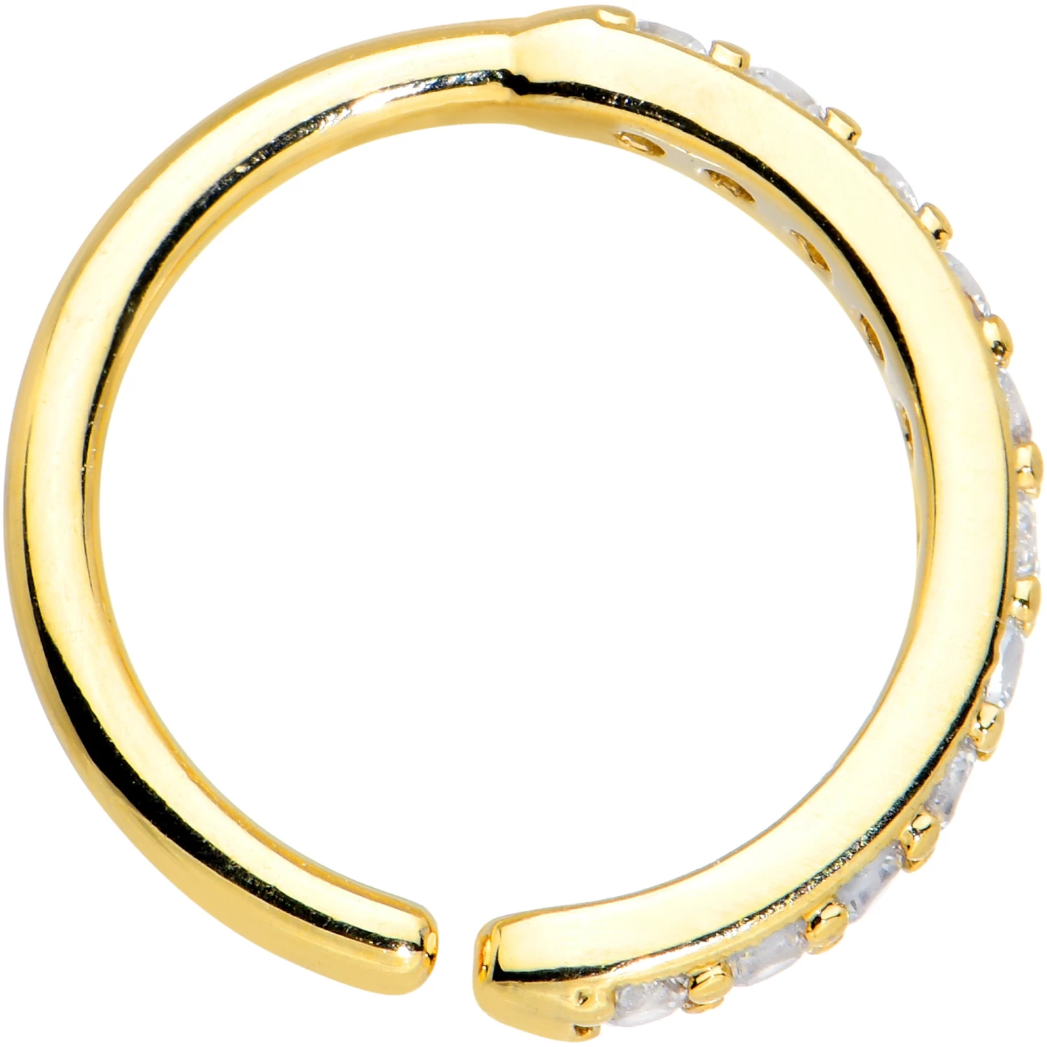 16 Gauge 3/8 Clear CZ Gem Gold Tone Forward Facing Closure Ring 2 16 Gauge 3/8 Clear CZ Gem Gold Tone Forward Facing Closure Ring - Image 2