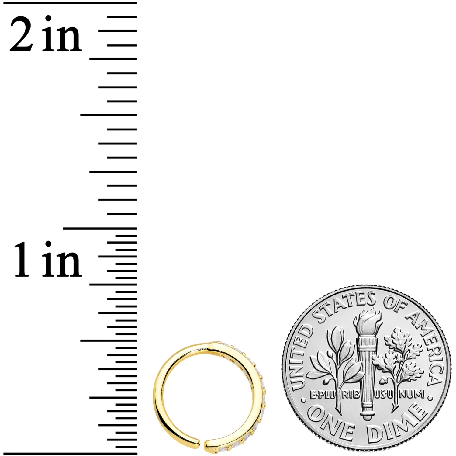 16 Gauge 3/8 Clear CZ Gem Gold Tone Forward Facing Closure Ring 3 16 Gauge 3/8 Clear CZ Gem Gold Tone Forward Facing Closure Ring - Image 3