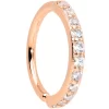 16 Gauge 3/8 Clear CZ Gem Rose Gold Tone Forward Facing Closure Ring