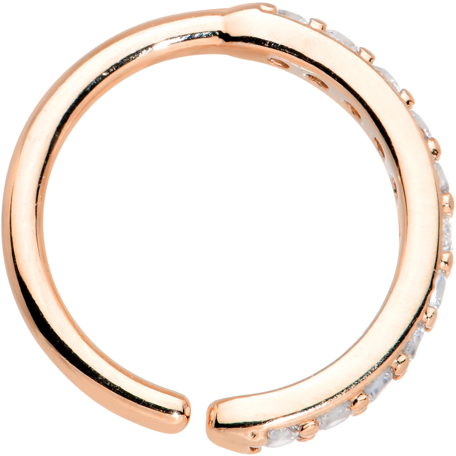16 Gauge 3/8 Clear CZ Gem Rose Gold Tone Forward Facing Closure Ring 2 16 Gauge 3/8 Clear CZ Gem Rose Gold Tone Forward Facing Closure Ring - Image 2