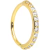 18 Gauge 3/8 Clear CZ Gem Gold Tone Forward Facing Closure Ring