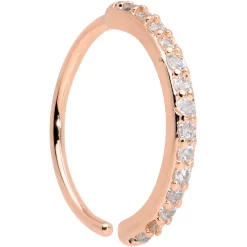 20 Gauge 3/8 Clear CZ Gem Rose Gold Tone Forward Facing Nose Hoop