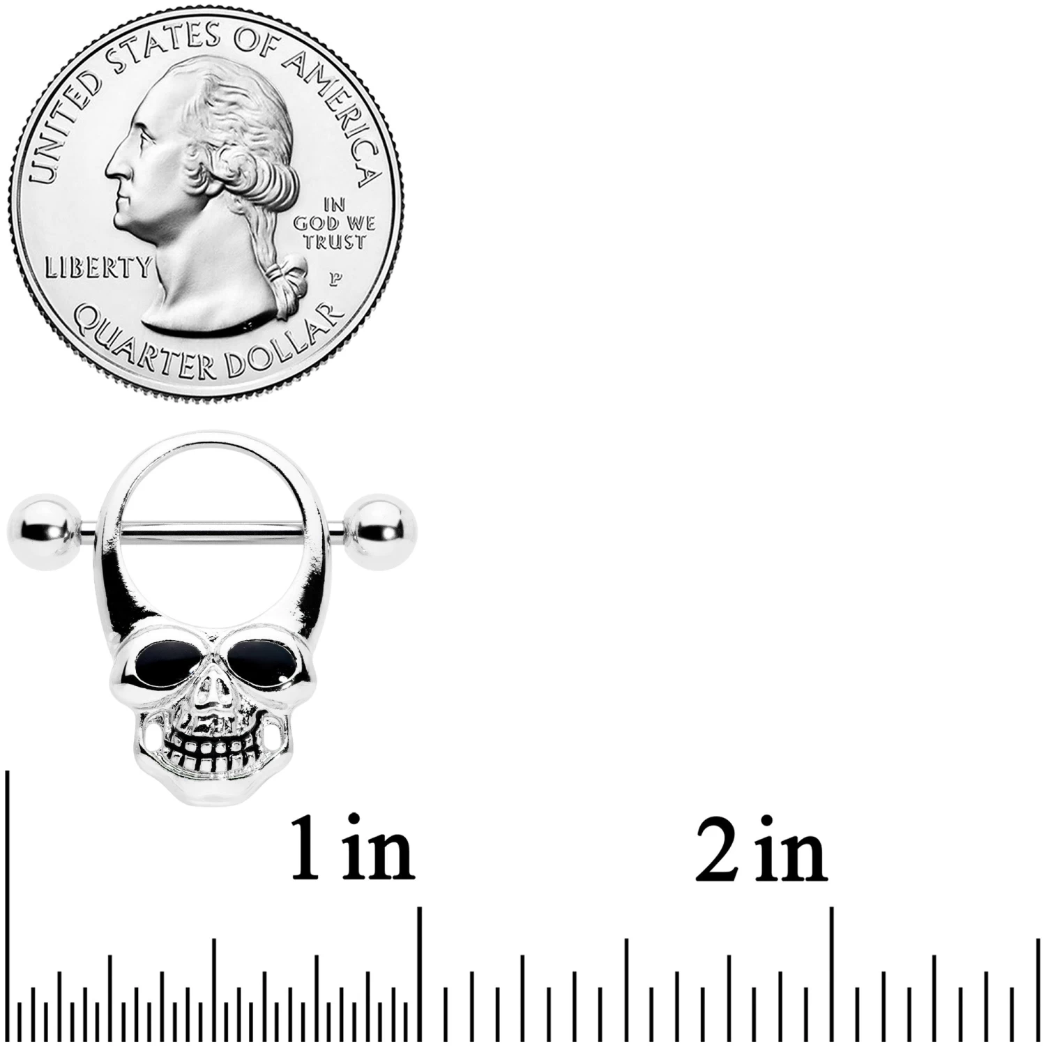 14 Gauge 1/2 Grinning Skull Halloween Nipple Shield Set 2 14 Gauge 1/2 Grinning Skull Halloween Nipple Shield Set - Image 2