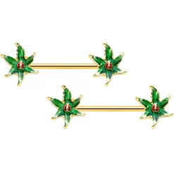 Gaby 14 Gauge 5/8 Gold Tone Tiny Ladybug Barbell Nipple Ring Set