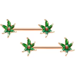 Gaby 14 Gauge 5/8 Rose Gold Tone Tiny Ladybug Barbell Nipple Ring Set