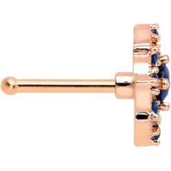 20 Gauge 1/4 Blue Gem Rose Gold Tone Wicked Web Nose Bone -Body Jewelry Store 73044.otherimage2