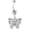 Clear CZ Gem Ultra Luxe Butterfly Dangle Belly Ring