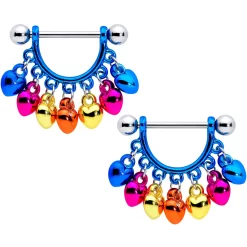 Gaby 14 Gauge 9/16 Bulb Mardi Gras Dangle Nipple Shield Set