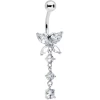 Gaby Clear CZ Gem Open Wing Butterfly Dangle Belly Ring