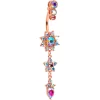 Gaby Aurora Gem Rose Gold Tone Triple Drop Star Dangle Belly Ring