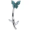 Gaby Clear Blue Gem Branch Butterfly Top Mount Belly Ring