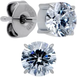 20 Gauge Clear CZ Gem 5mm G23 Titanium Post Stud Earrings