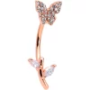 Gaby Clear CZ Gem Rose Gold Tone Butterfly Branch Top Mount Belly Ring