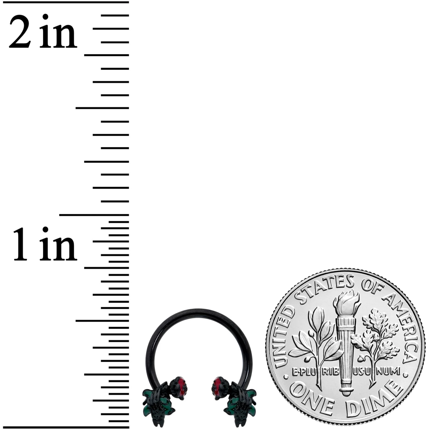 16 Gauge 3/8 Black Skeleton Flower Halloween Horseshoe Circular Barbell 3 16 Gauge 3/8 Black Skeleton Flower Halloween Horseshoe Circular Barbell - Image 3