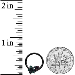 16 Gauge 3/8 Black Skeleton Flower Halloween Hinged Circular Ring -Body Jewelry Store 73342.otherimage2