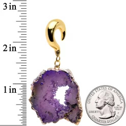 2 Gauge Gold Tone Purple Druzy Stone Curved Taper Ear Weights 7 2 Gauge Gold Tone Purple Druzy Stone Curved Taper Ear Weights -Body Jewelry Store 73347.otherimage3